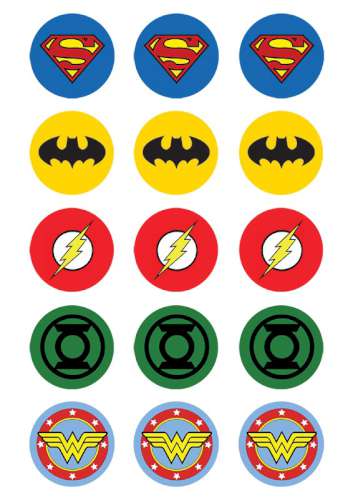 Justice League Edible Icing Cupcake Images - Click Image to Close